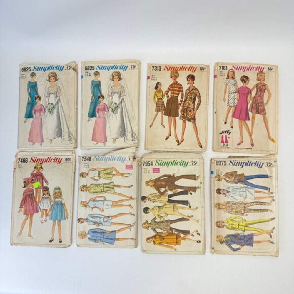 Simplicity Lot of 8 Vintage Sewing‎ Patterns 6825 7313 7161 7954 6975 7466 7548